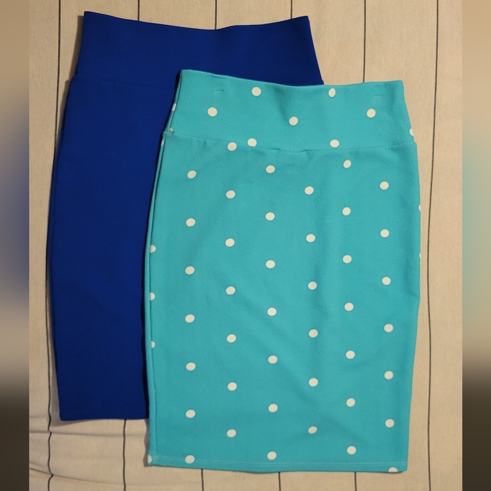 Lularoe Cassie - 2 Pencil Skirts - Blue and Turquoise